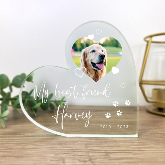 Personalised Pet Memorial Photo Acrylic Freestanding Heart