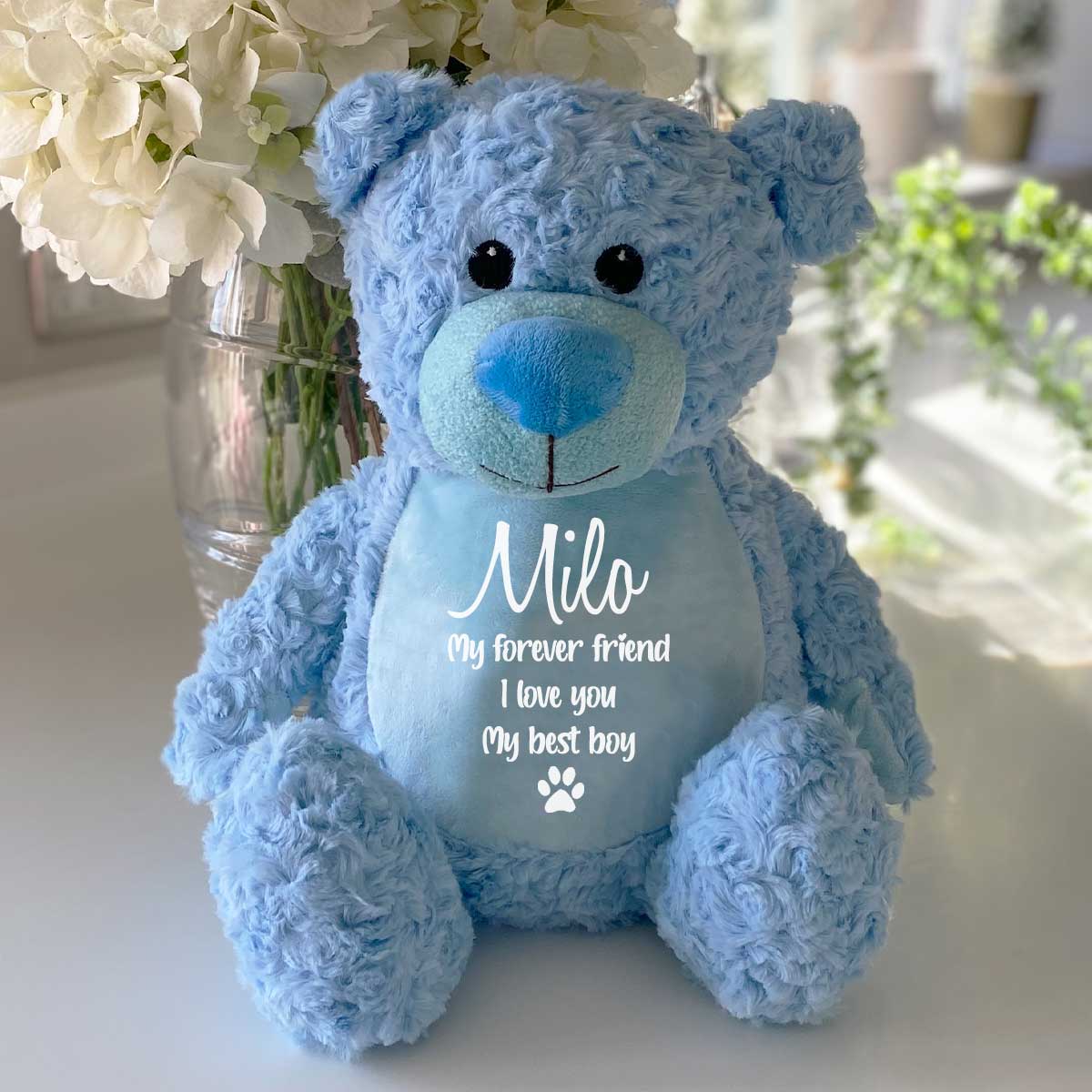 Personalised Large Blue Record-A-Woof/Meow/Squeak Keepsake Memory Bear