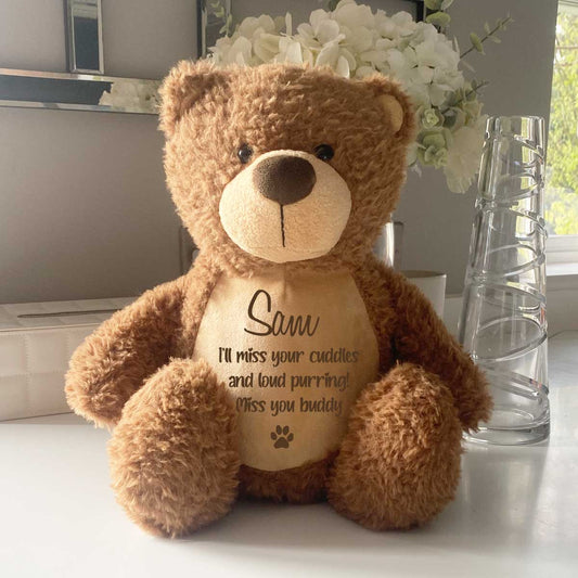 Personalised Large Brown Ashes Keepsake Memory Bear