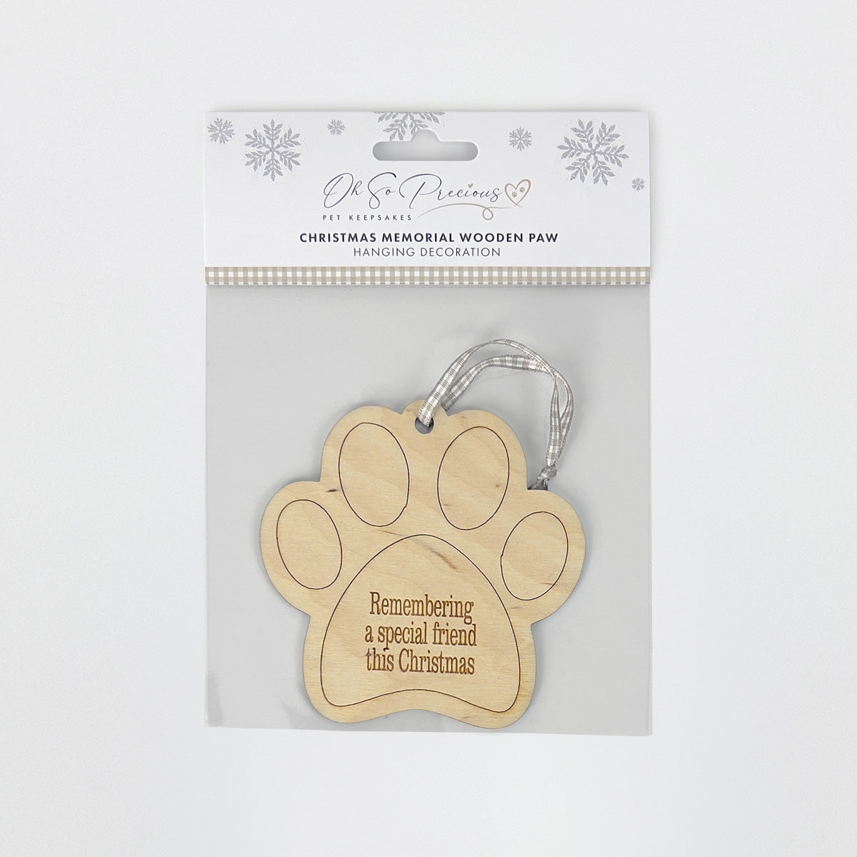 Pet Memorial Wooden Paw Christmas Decoration
