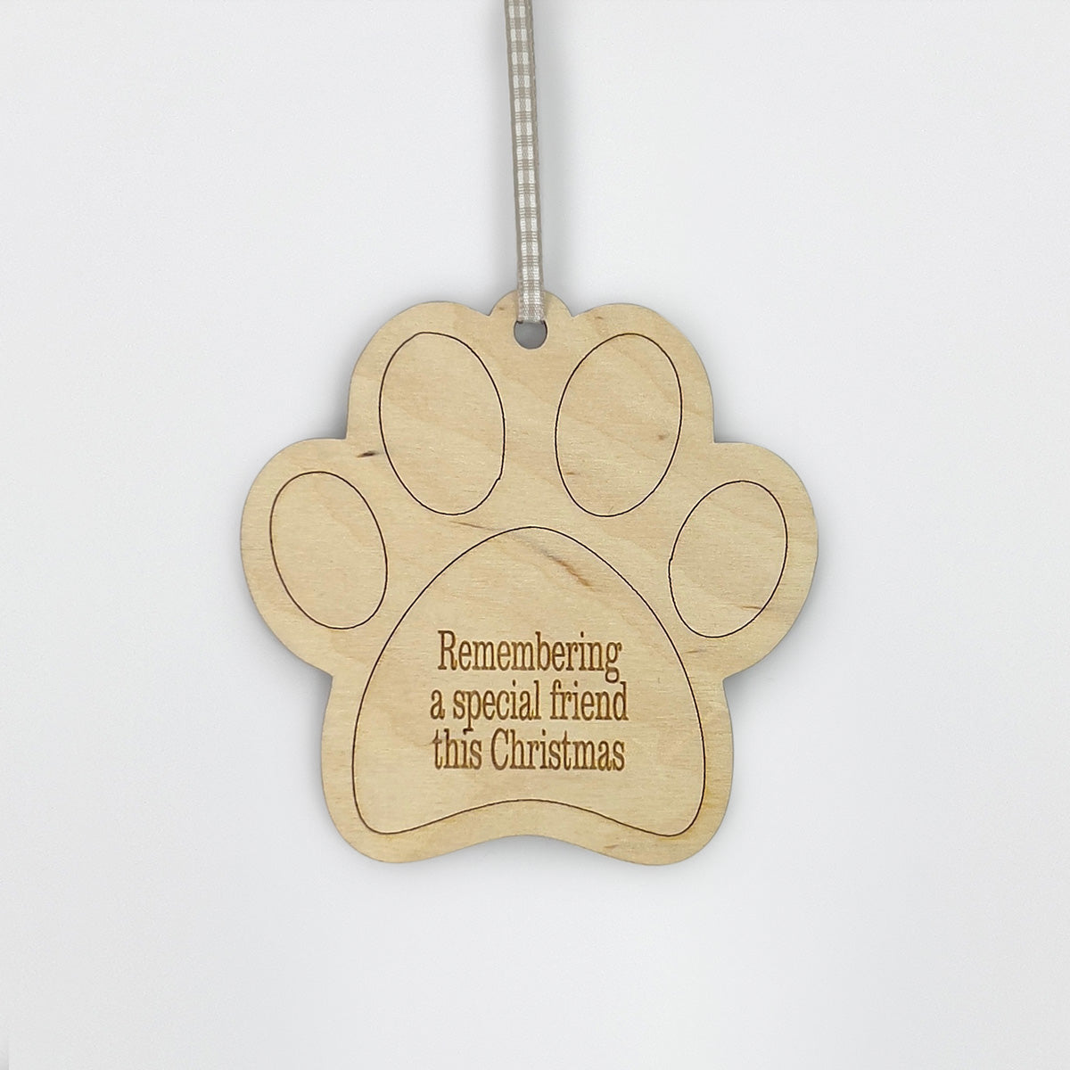 Pet Memorial Wooden Paw Christmas Decoration