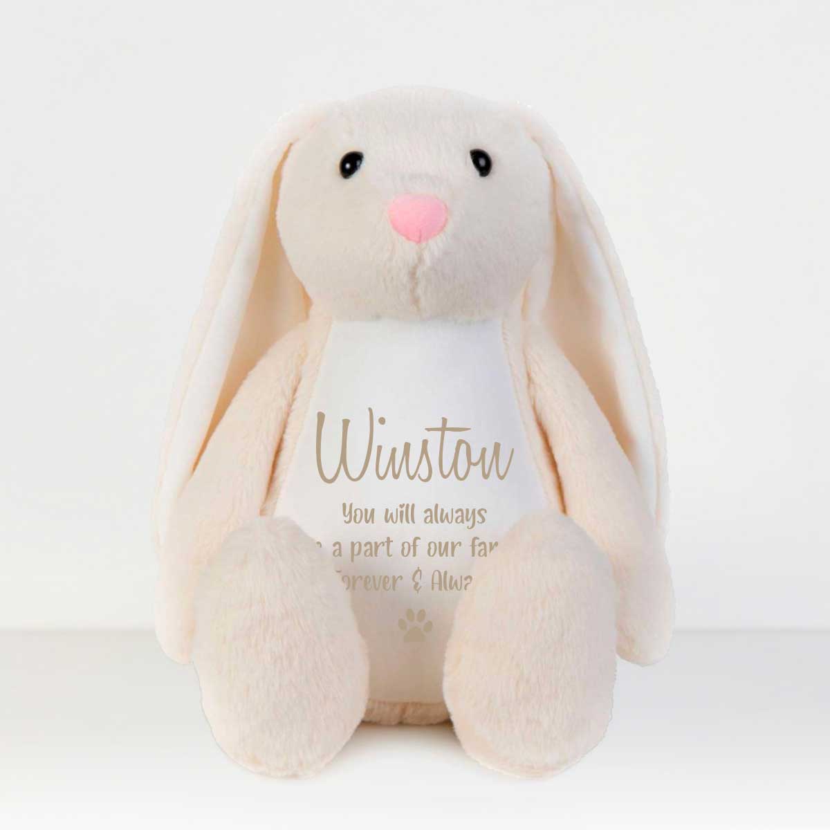 Personalised Large Cream Ashes Keepsake Memory Bunny