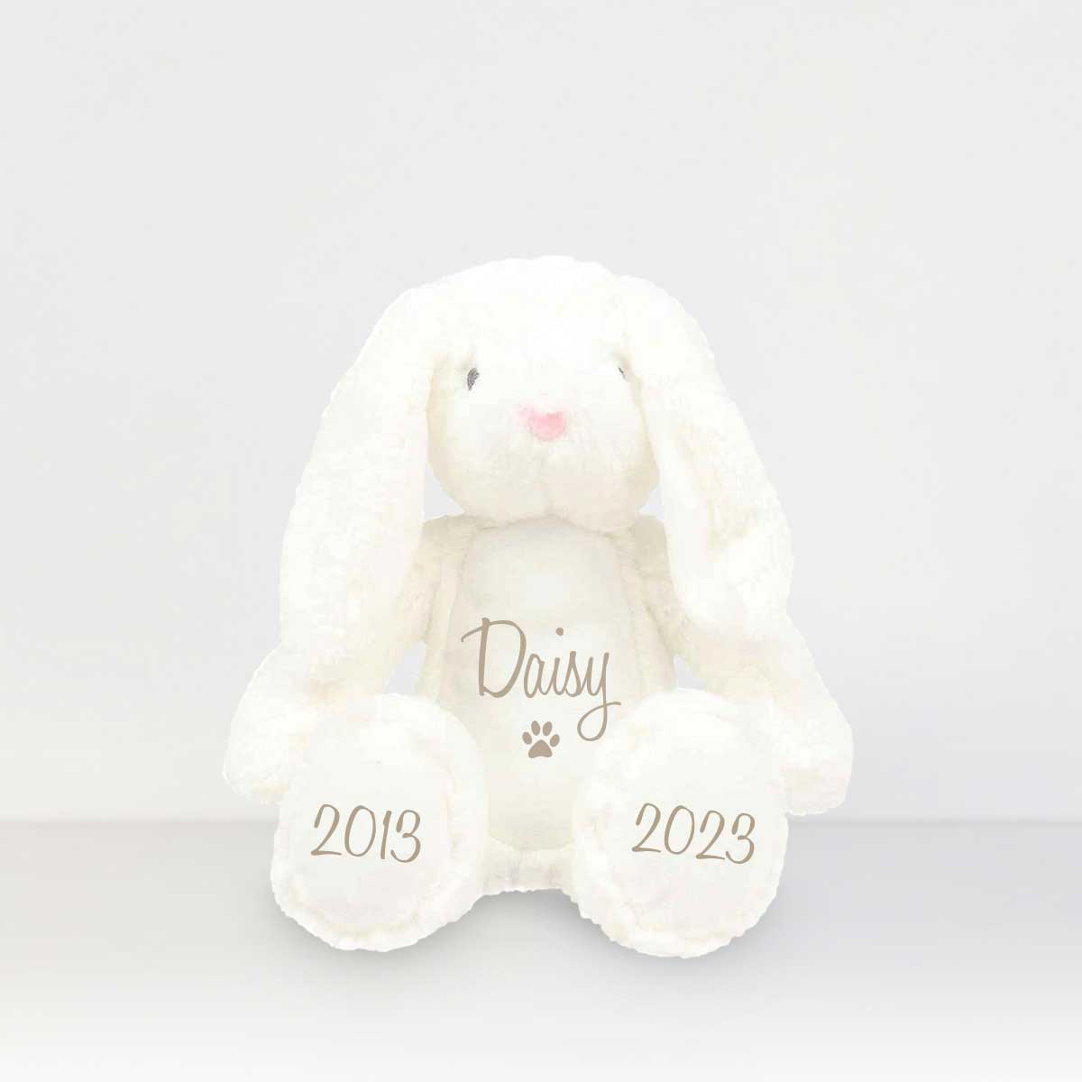 Personalised Small White Keepsake Memory Bunny