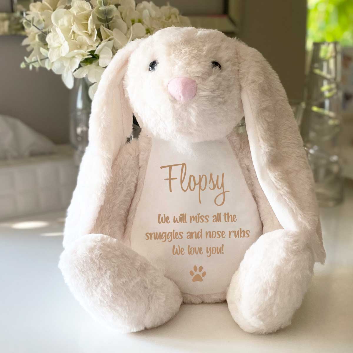 Personalised Large Cream Ashes Keepsake Memory Bunny