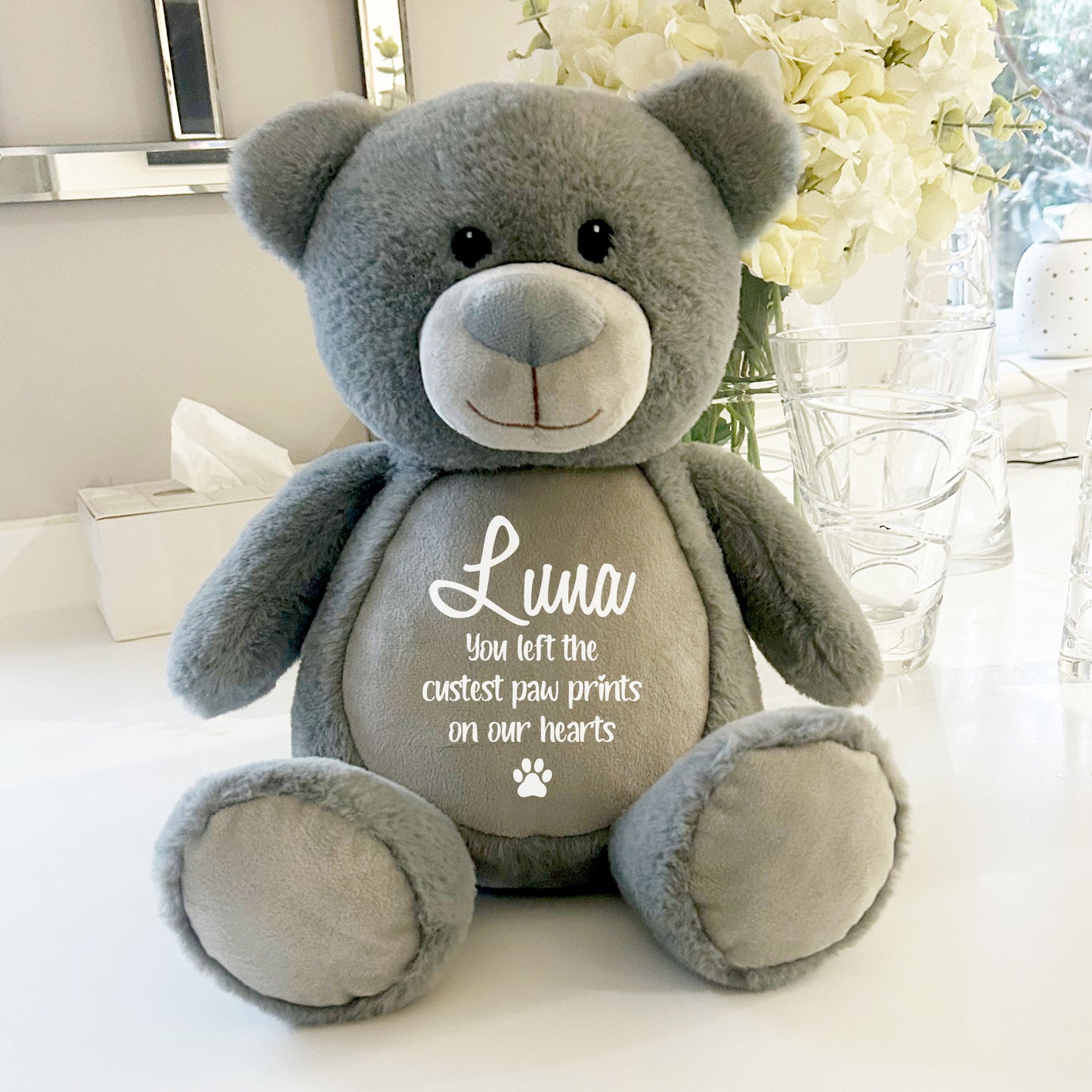 Personalised Large Grey Ashes Keepsake Memory Bear