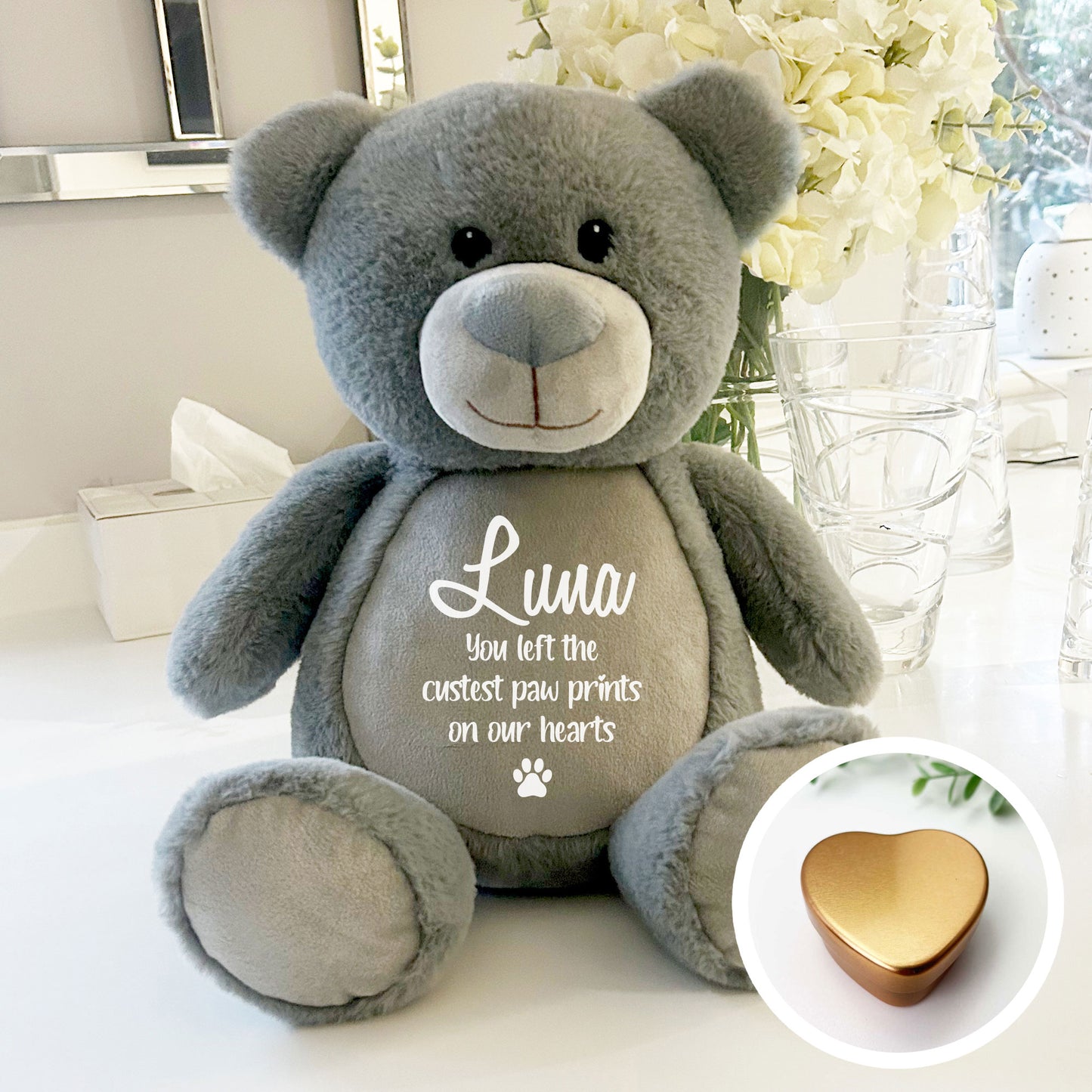 Personalised Large Grey Ashes Keepsake Memory Bear