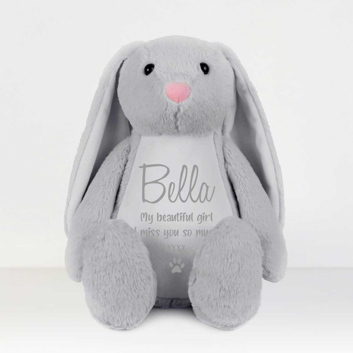Personalised Large Grey Record-A-Woof/Meow/Squeak Keepsake Memory Bunny