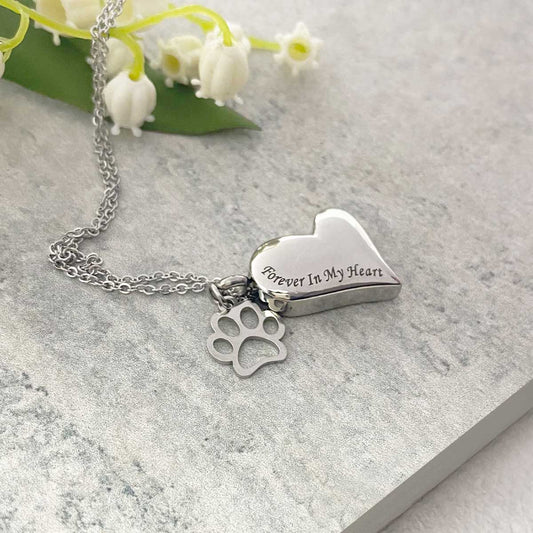 Paws Forever In My Heart Cremation Ashes Memorial Urn Necklace