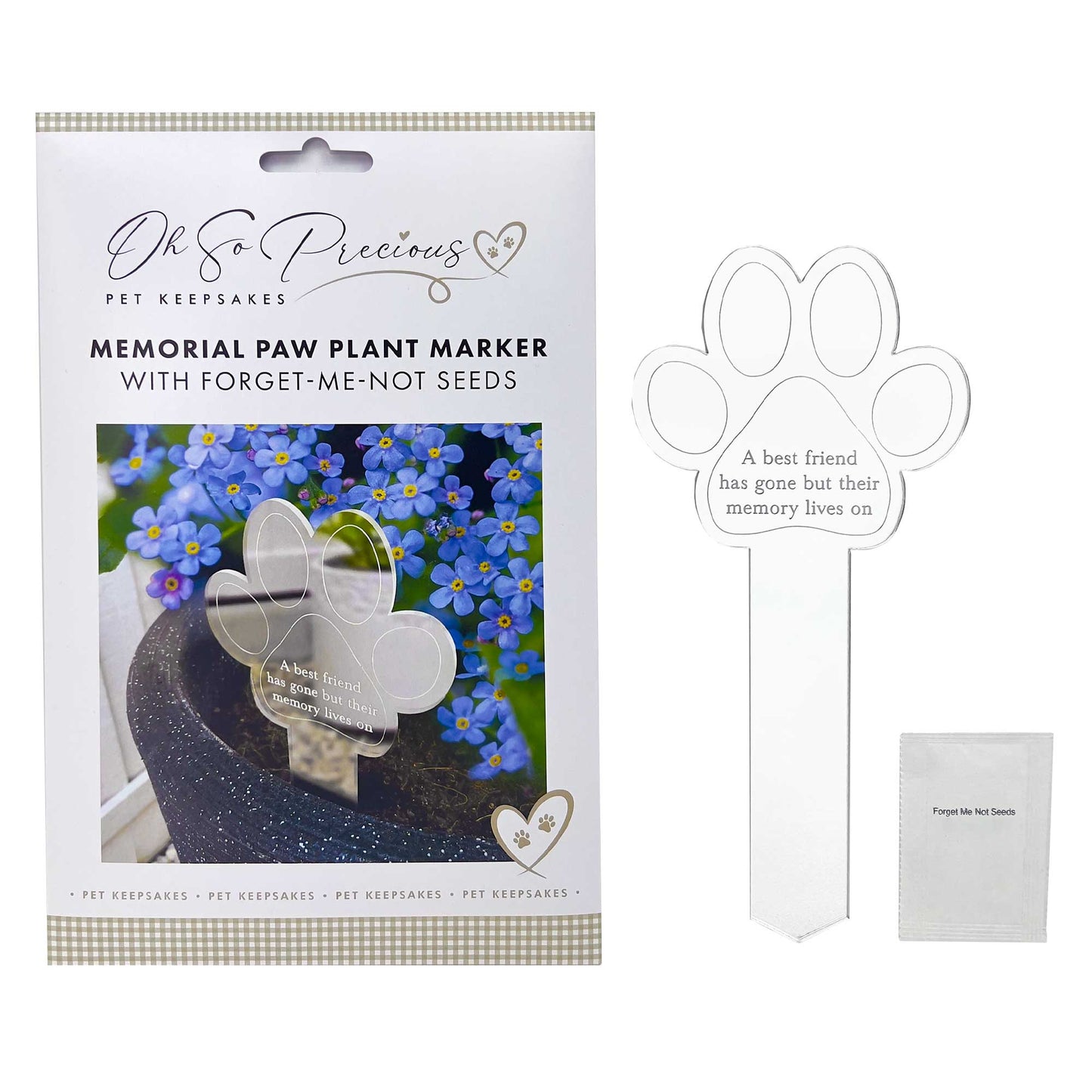 Paw Print Memorial Garden Planter & Forget Me Not Seeds