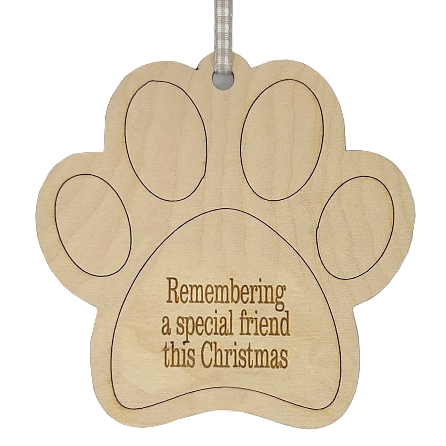 Pet Memorial Wooden Paw Christmas Decoration