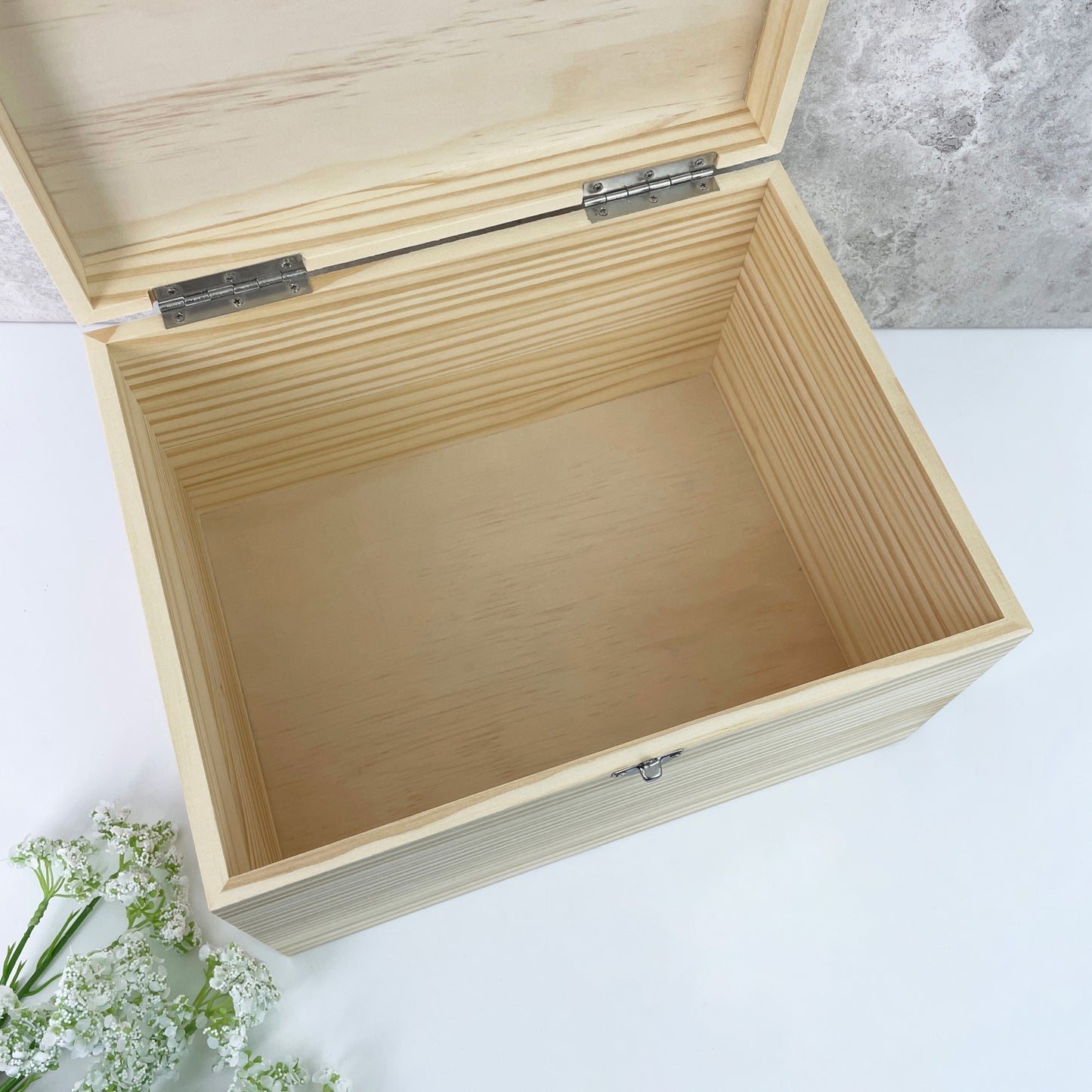 Personalised Paw Prints Pine Wooden Pet Memorial Photo Memory Box - 5 Sizes (16cm | 20cm | 26cm | 30cm | 36cm)