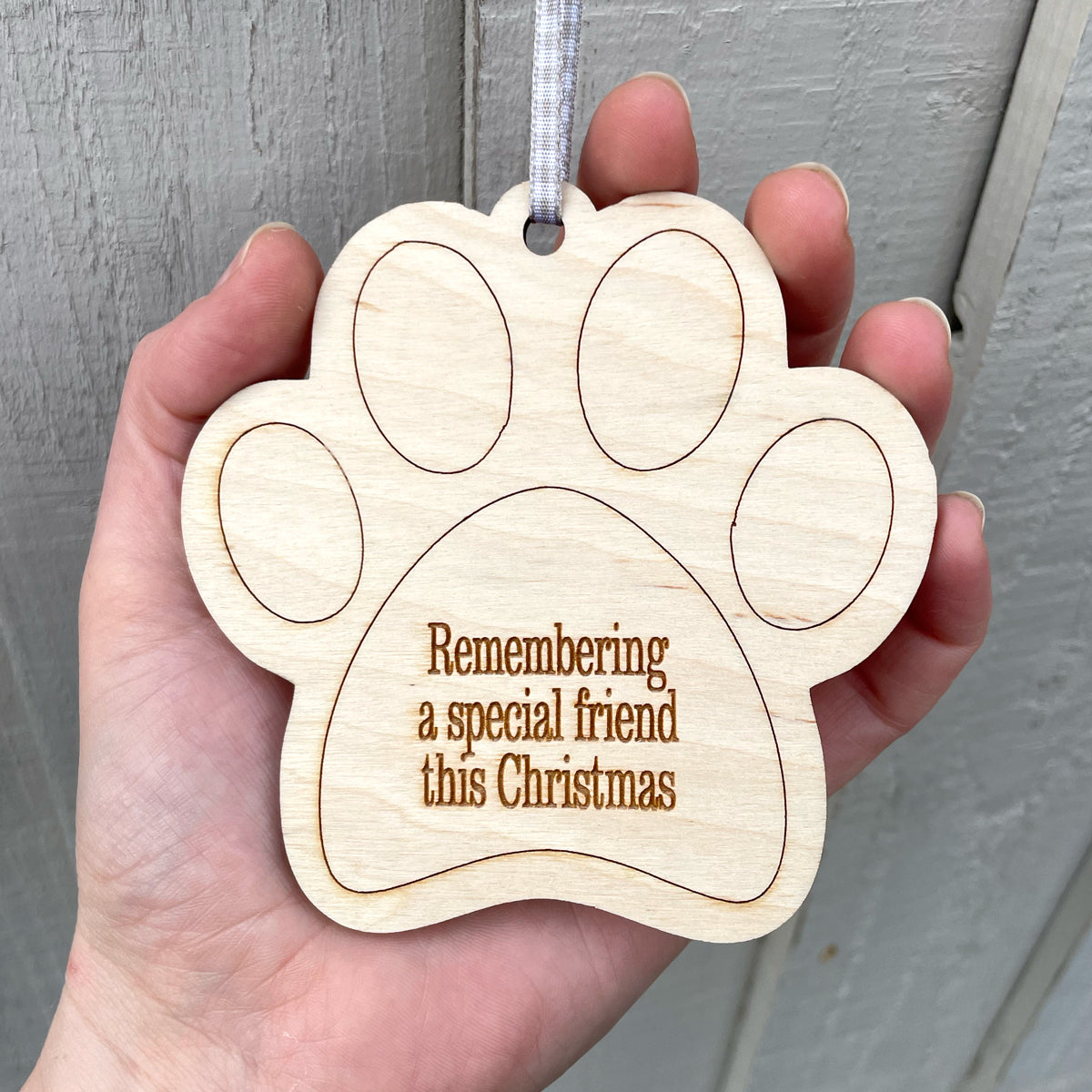 Pet Memorial Wooden Paw Christmas Decoration
