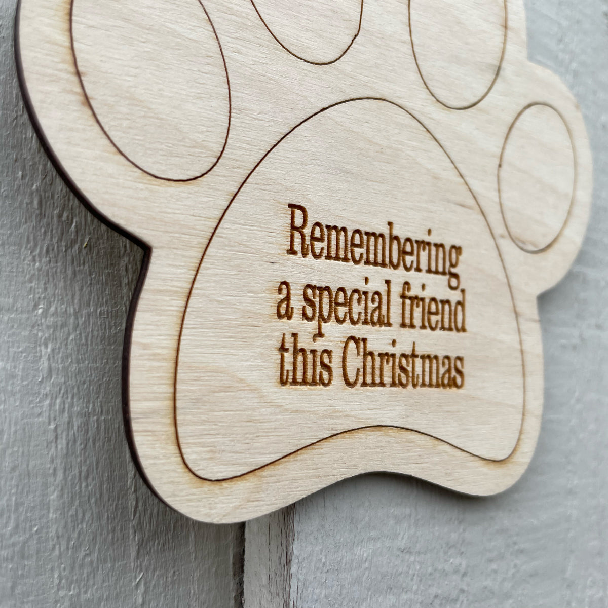 Pet Memorial Wooden Paw Christmas Decoration