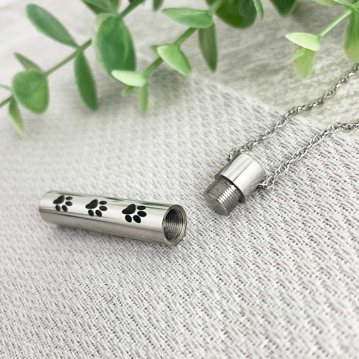 Pet Paw Prints Cremation Ashes Memorial Urn Necklace