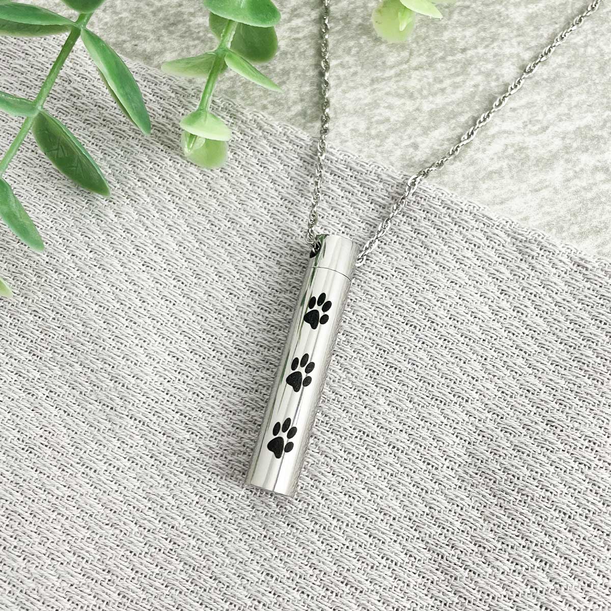 Pet Paw Prints Cremation Ashes Memorial Urn Necklace