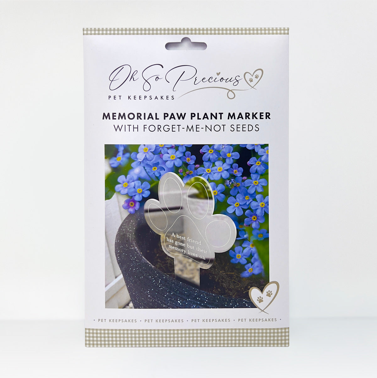 Paw Print Memorial Garden Planter & Forget Me Not Seeds