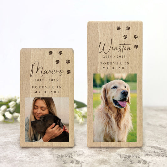 Personalised Wooden Photo Pet Memorial Tea Light Holder - 2 Sizes