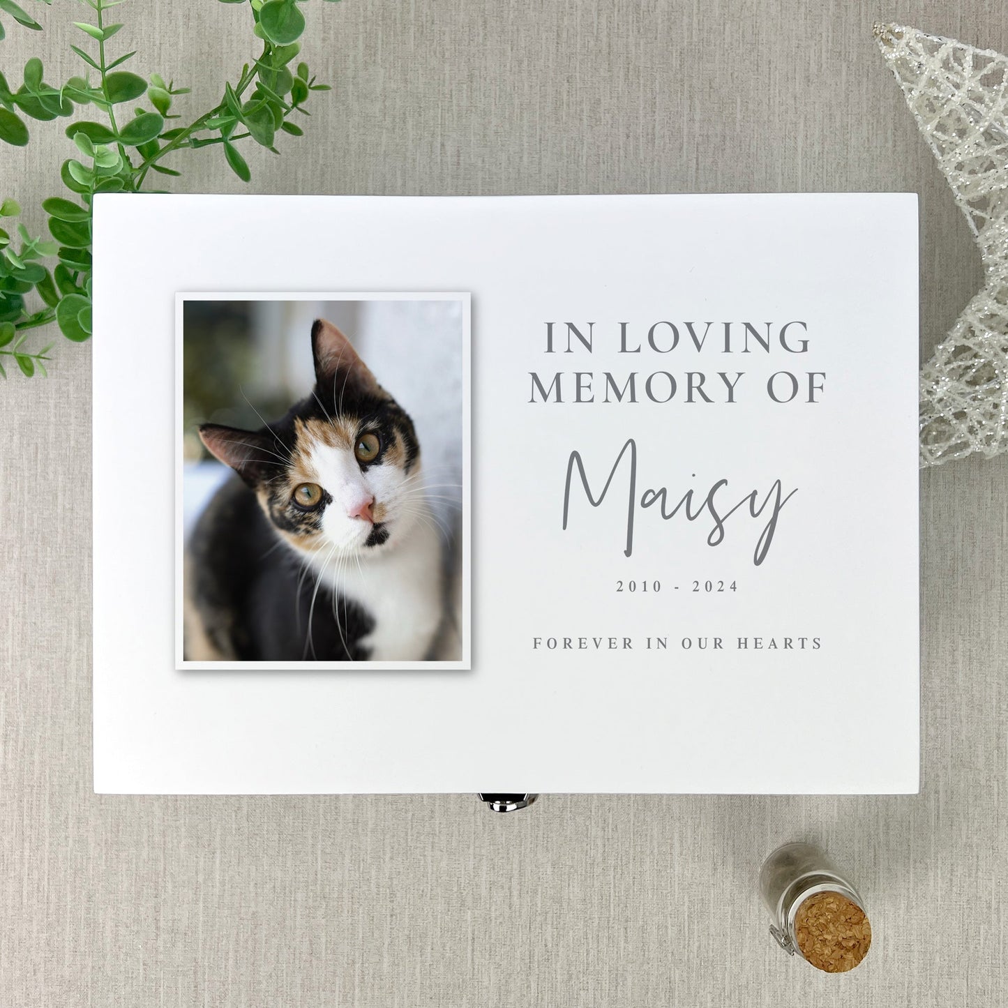Personalised In Loving Memory Of Pet Photo White Wooden Memorial Keepsake Box - 3 Sizes (22cm | 27cm | 30cm)
