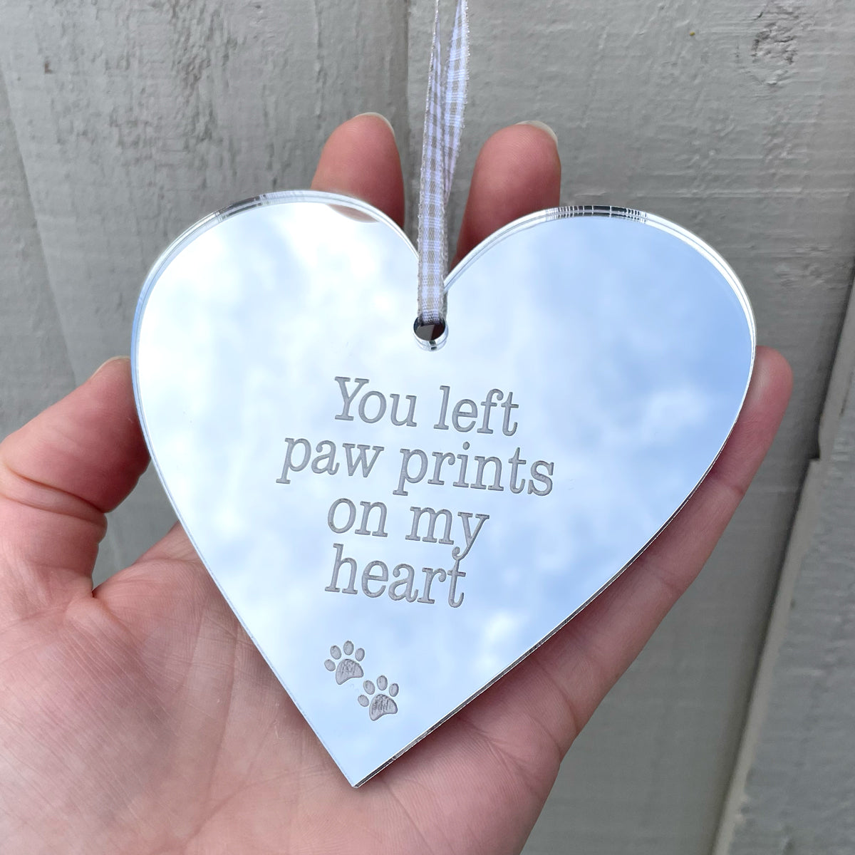 You Left Paw Prints Acrylic Hanging Heart Decoration