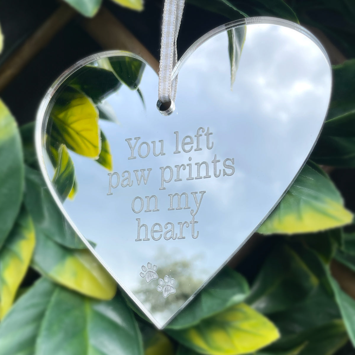 You Left Paw Prints Acrylic Hanging Heart Decoration