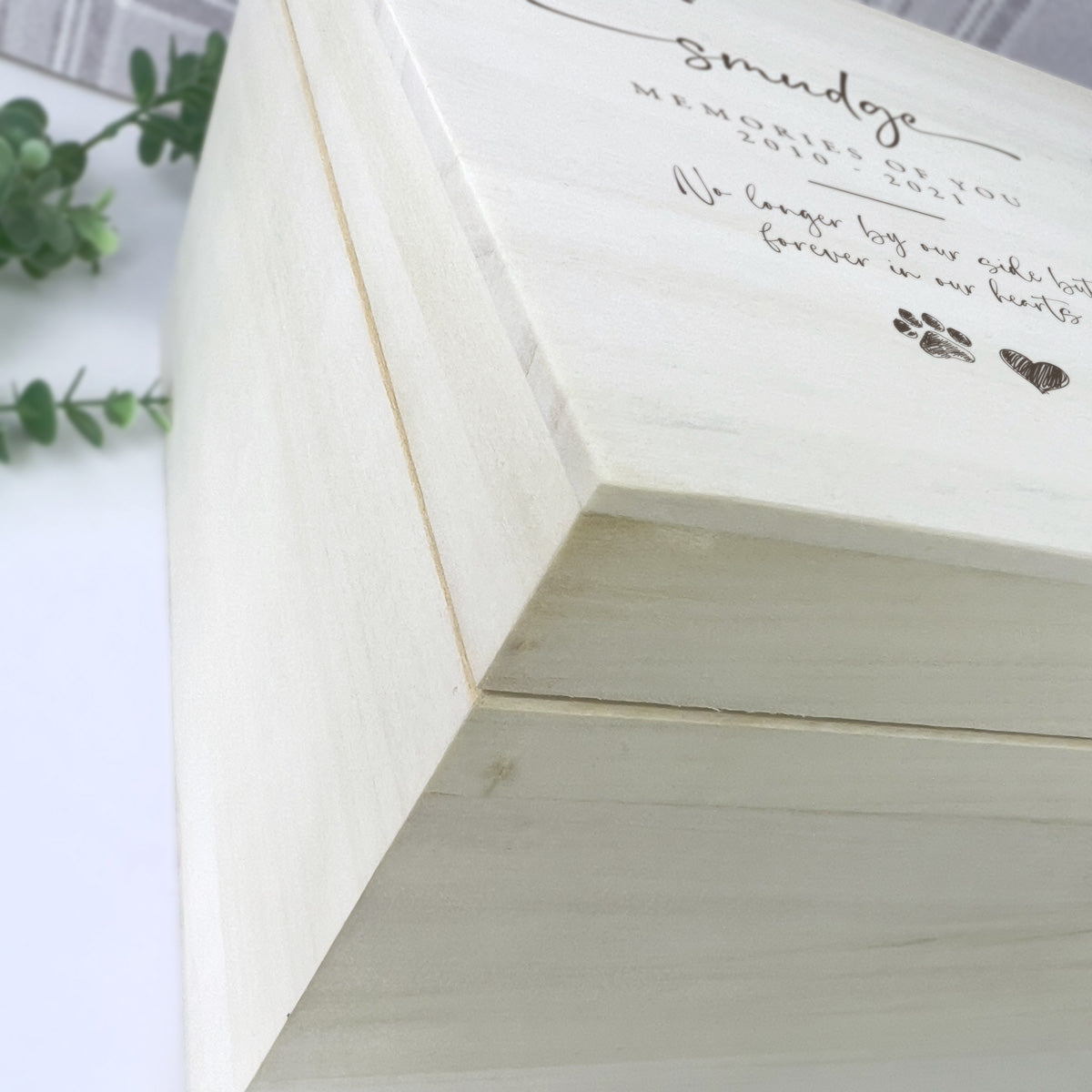 Personalised Paw Prints Large 34cm Luxury Wooden Pet Memorial Photo Memory Box
