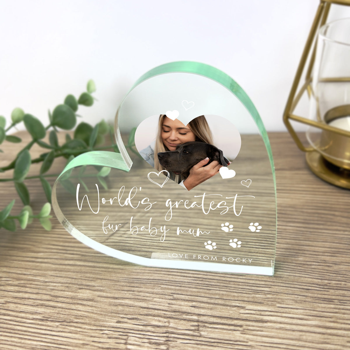 Personalised Pet Photo Acrylic Freestanding Heart