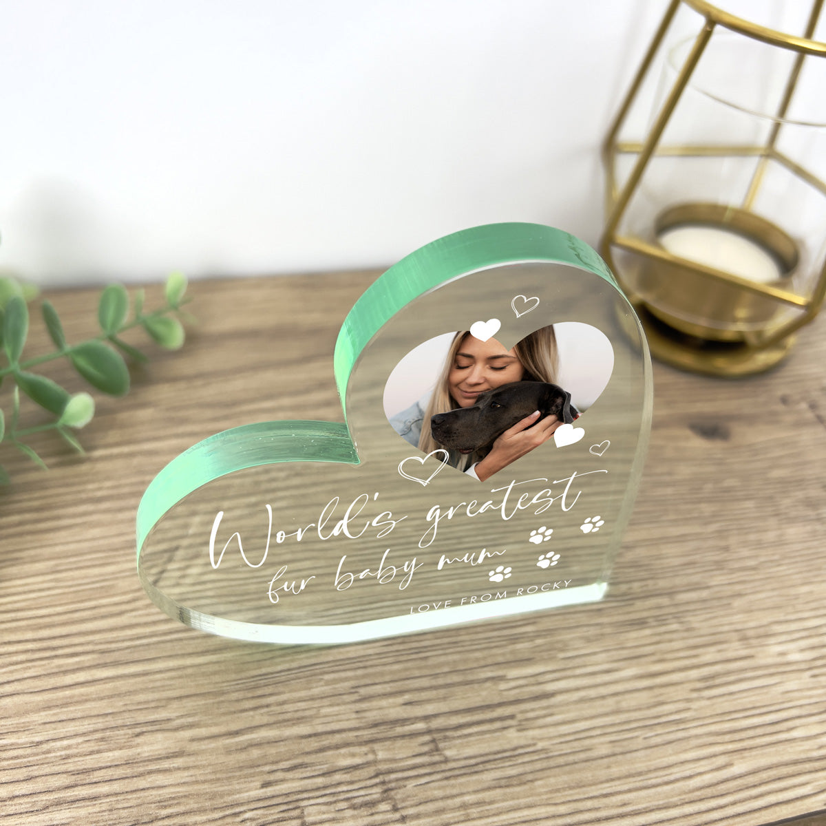 Personalised Pet Photo Acrylic Freestanding Heart