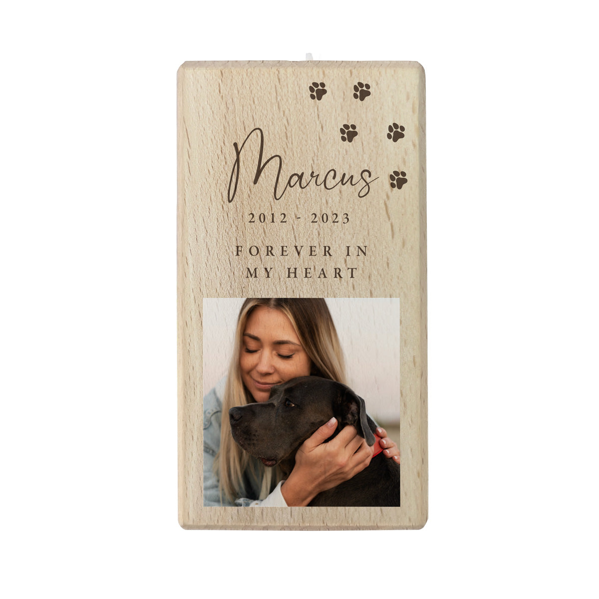 Personalised Wooden Photo Pet Memorial Tea Light Holder - 2 Sizes