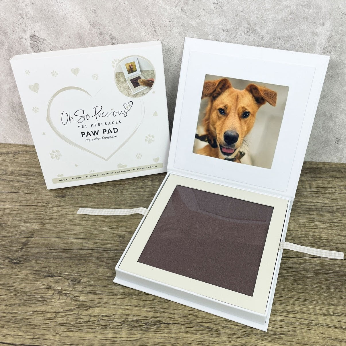 Kit Impronta Zampa Animale Domestico - Cornice Foto Con Impronta In Argilla - Ricordo Personalizzato - Foto 7