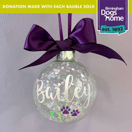 Birmingham Dogs Home Charity Personalised Pet Bauble