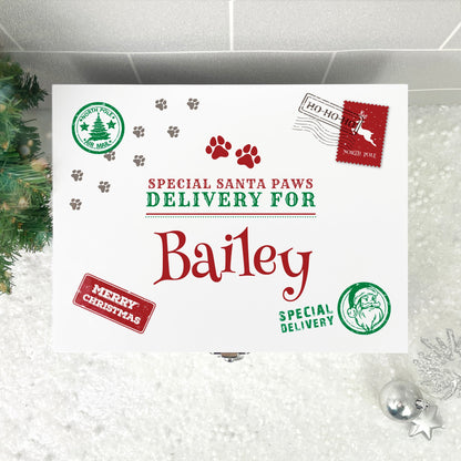 Personalised White Wooden North Pole Stamp Pet Christmas Eve Box - 3 Sizes (22cm | 27cm | 30cm)