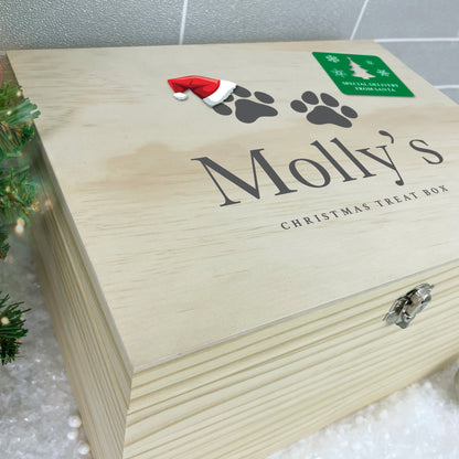 Personalised Santa Hat Paws Pet Christmas Eve Box - 5 Sizes (16cm | 20cm | 26cm | 30cm | 36cm)