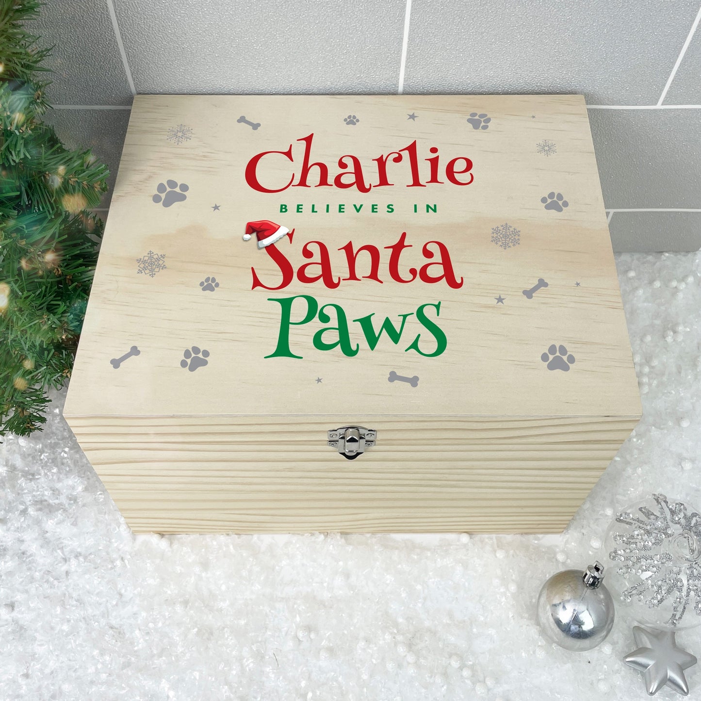 Personalised Santa Paws Pet Christmas Eve Box - 5 Sizes (16cm | 20cm | 26cm | 30cm | 36cm)