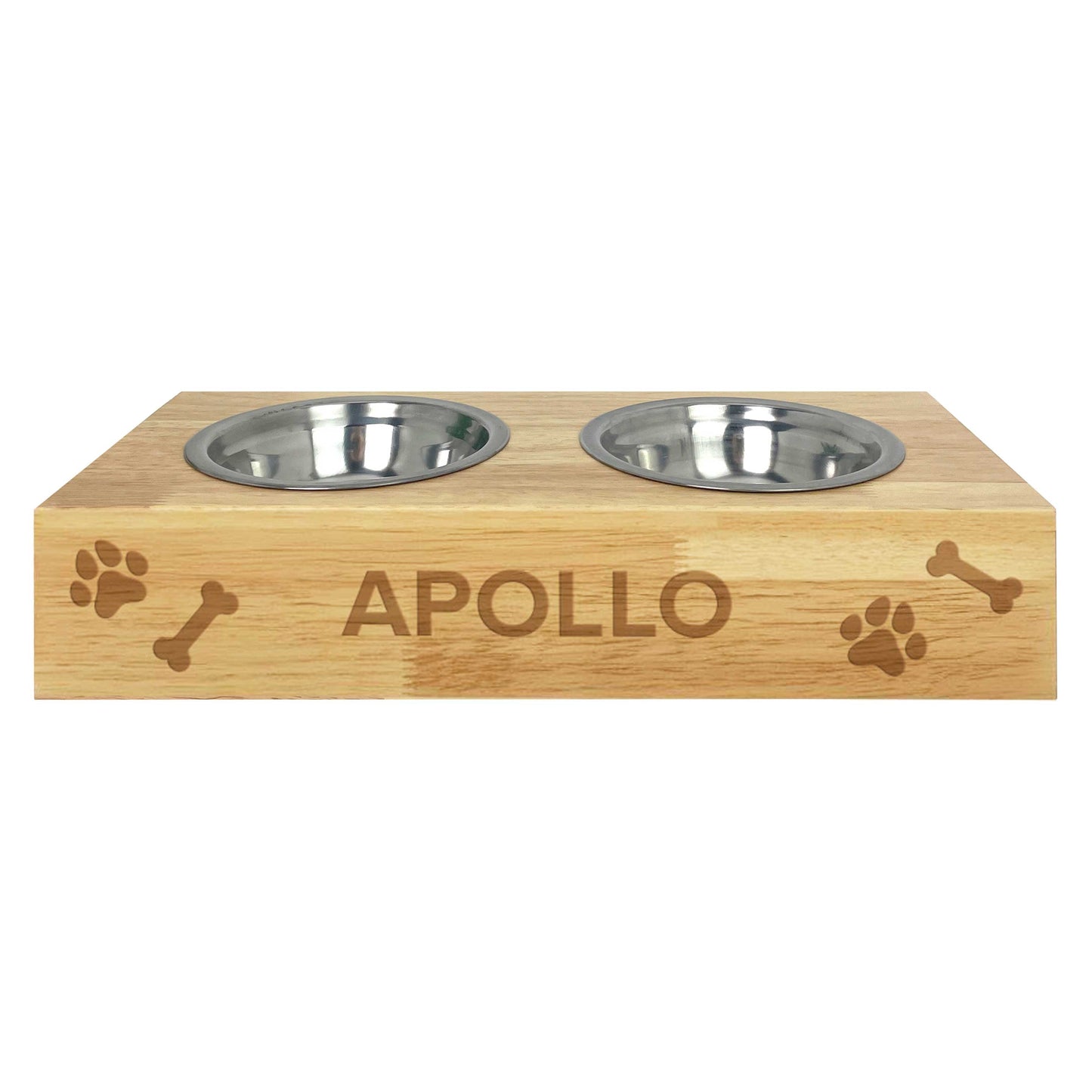 Personalised Bamboo Raised Double Dog Bowl