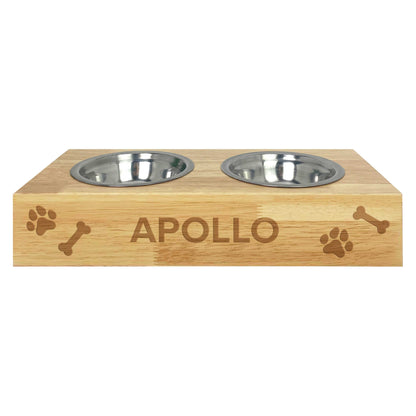 Personalised Bamboo Raised Double Dog Bowl