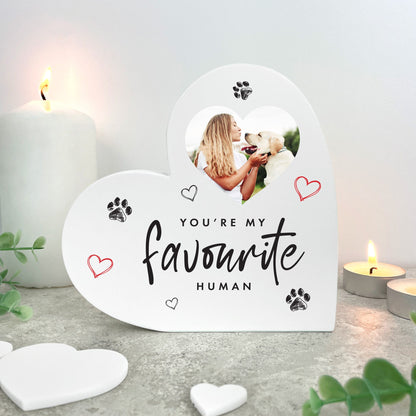 Personalised You're My Favourite Human From Pets White Freestanding Heart