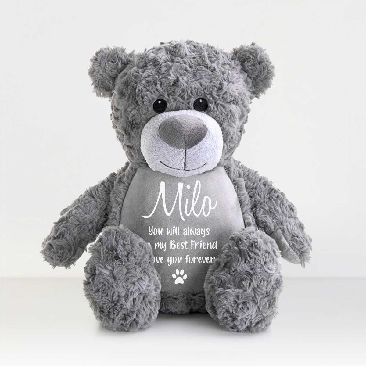 Personalised Large Grey Comfort Keepsake Memory Bear