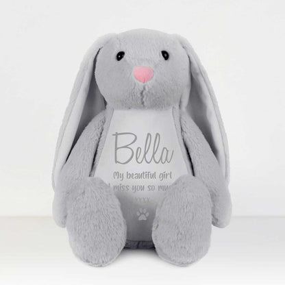 Personalised Large Grey Record-A-Woof/Meow/Squeak Keepsake Memory Bunny