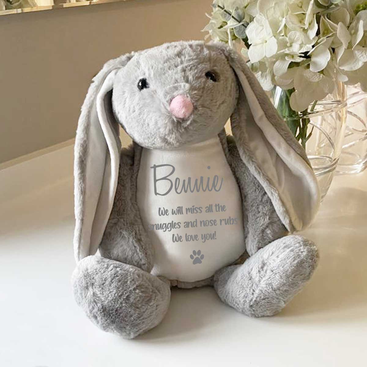 Personalised Large Grey Ashes Keepsake Memory Bunny