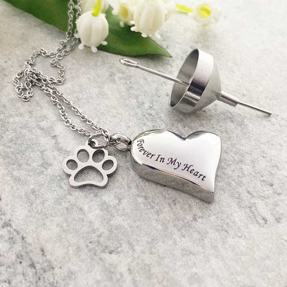 Paws Forever In My Heart Cremation Ashes Memorial Urn Necklace