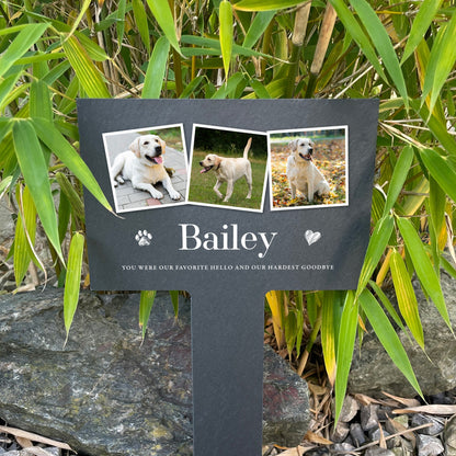 Personalised Large Pet Photo Memorial Slate Plant Marker