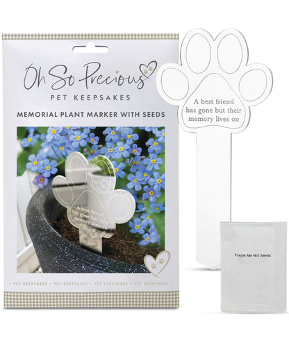 Paw Print Memorial Garden Planter & Forget Me Not Seeds