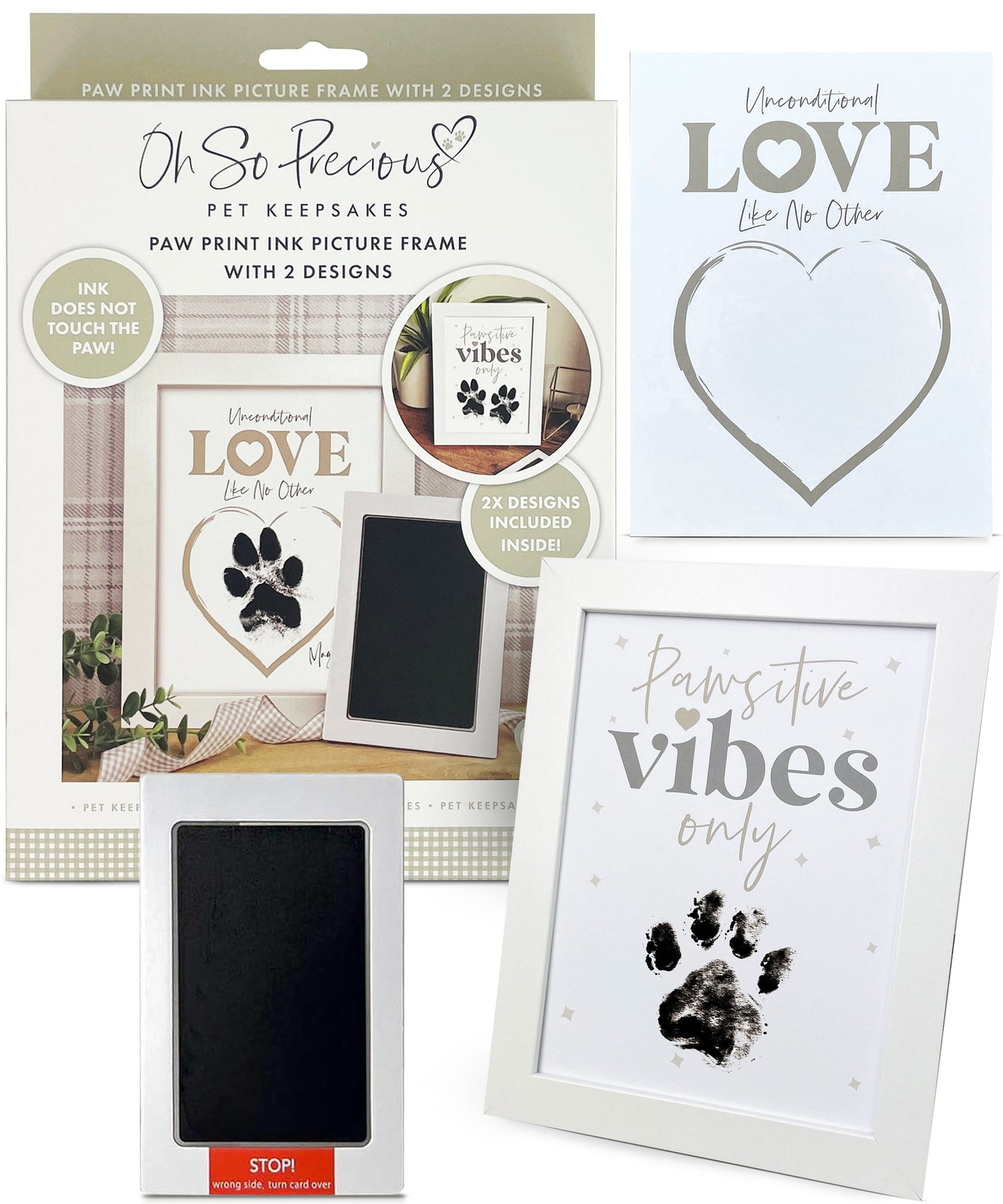 Paw Print Ink Picture Frame With 2 Designs + Ink Pad