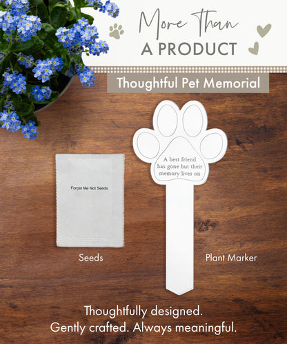 Paw Print Memorial Garden Planter & Forget Me Not Seeds