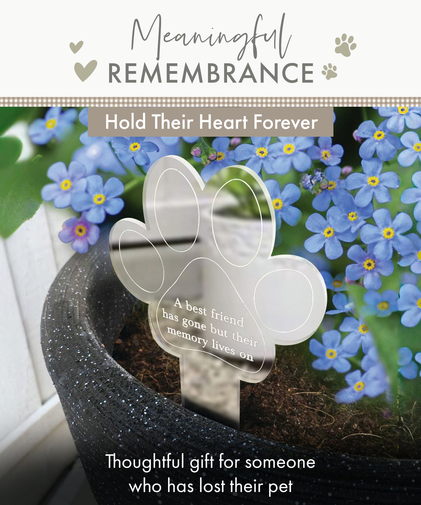 Paw Print Memorial Garden Planter & Forget Me Not Seeds