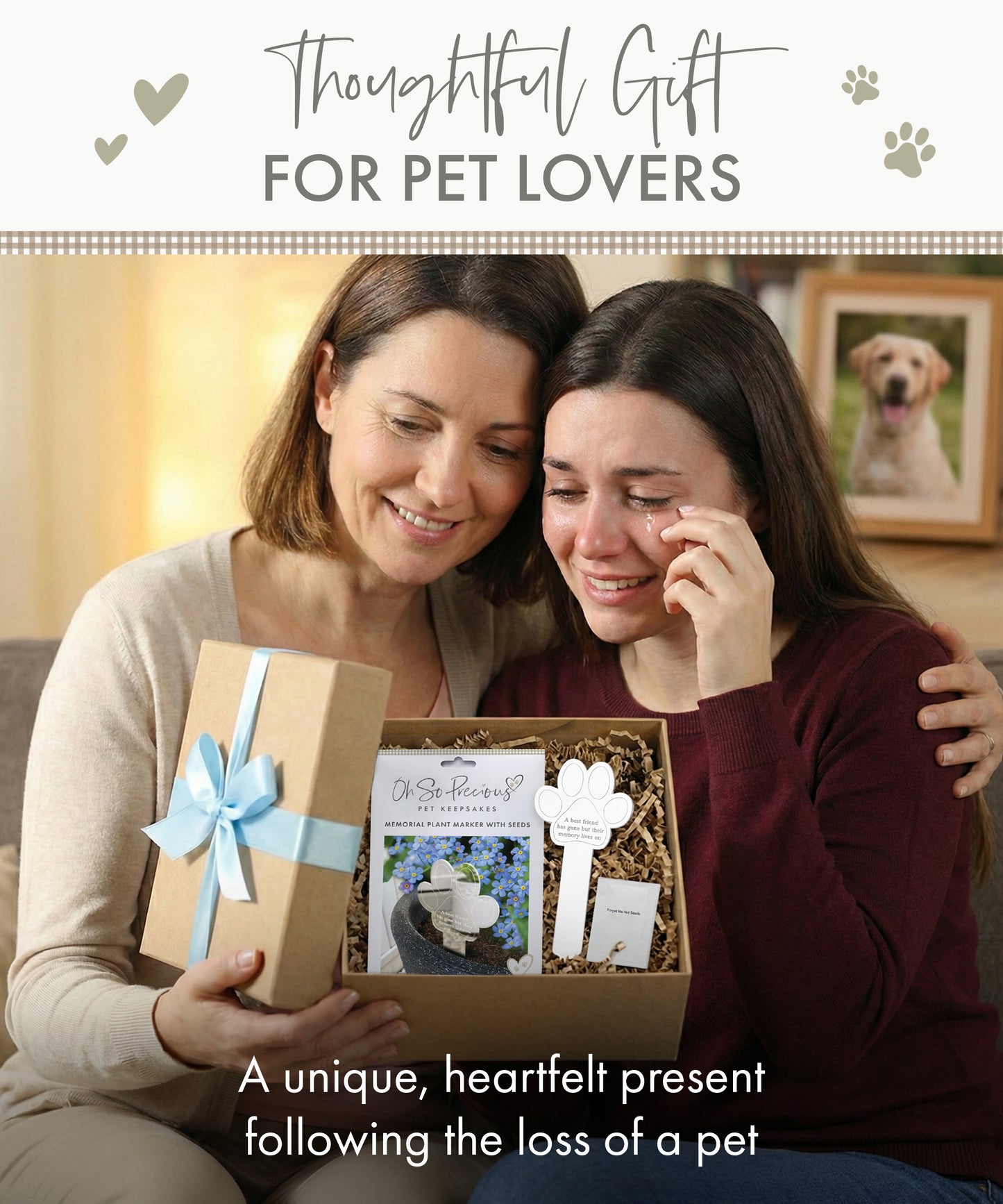 Paw Print Memorial Garden Planter & Forget Me Not Seeds