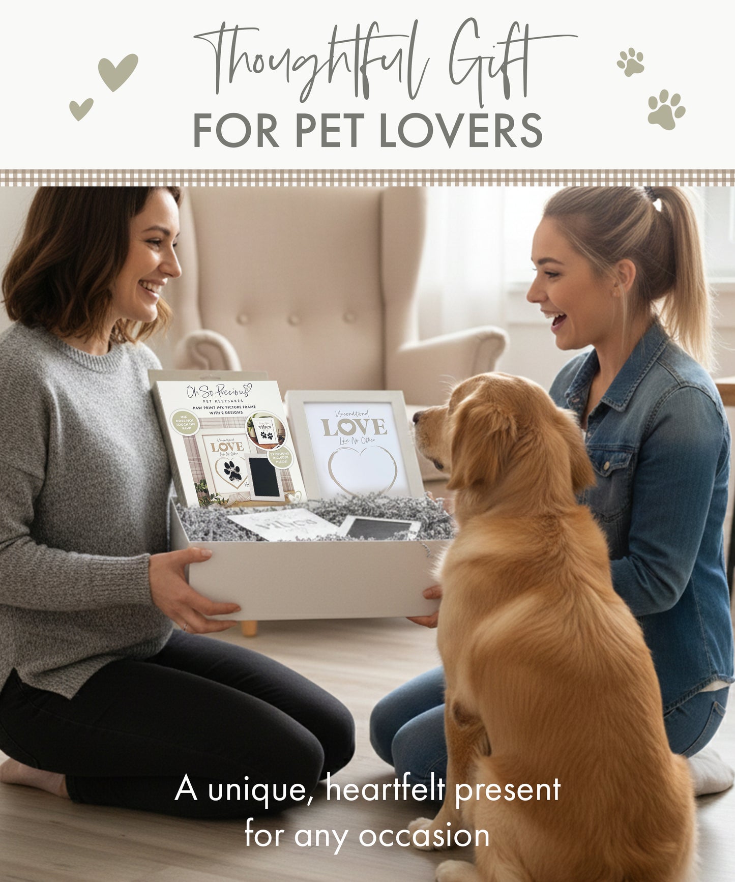 Paw Print Ink Picture Frame With 2 Designs + Ink Pad