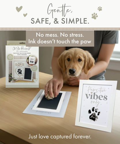 Paw Print Ink Picture Frame With 2 Designs + Ink Pad