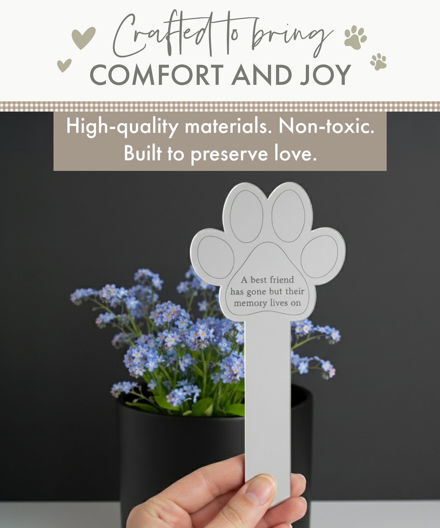 Paw Print Memorial Garden Planter & Forget Me Not Seeds