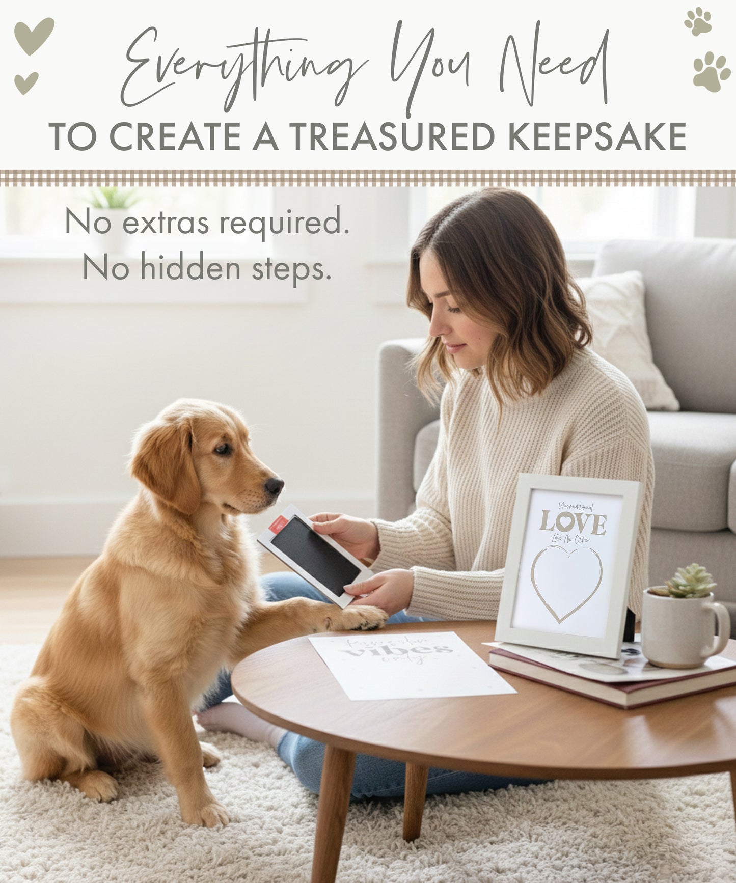 Paw Print Ink Picture Frame With 2 Designs + Ink Pad